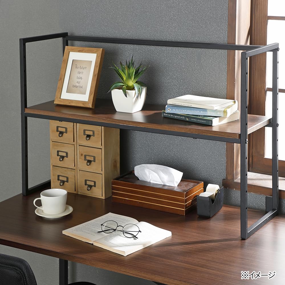 Amazon｜カインズ(CAINZ) 棚の高さが変えられる 机上ラック ブラウン